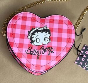 Unique Vintage x Betty Boop Heart Red And Pink Plaid Handbag NWT